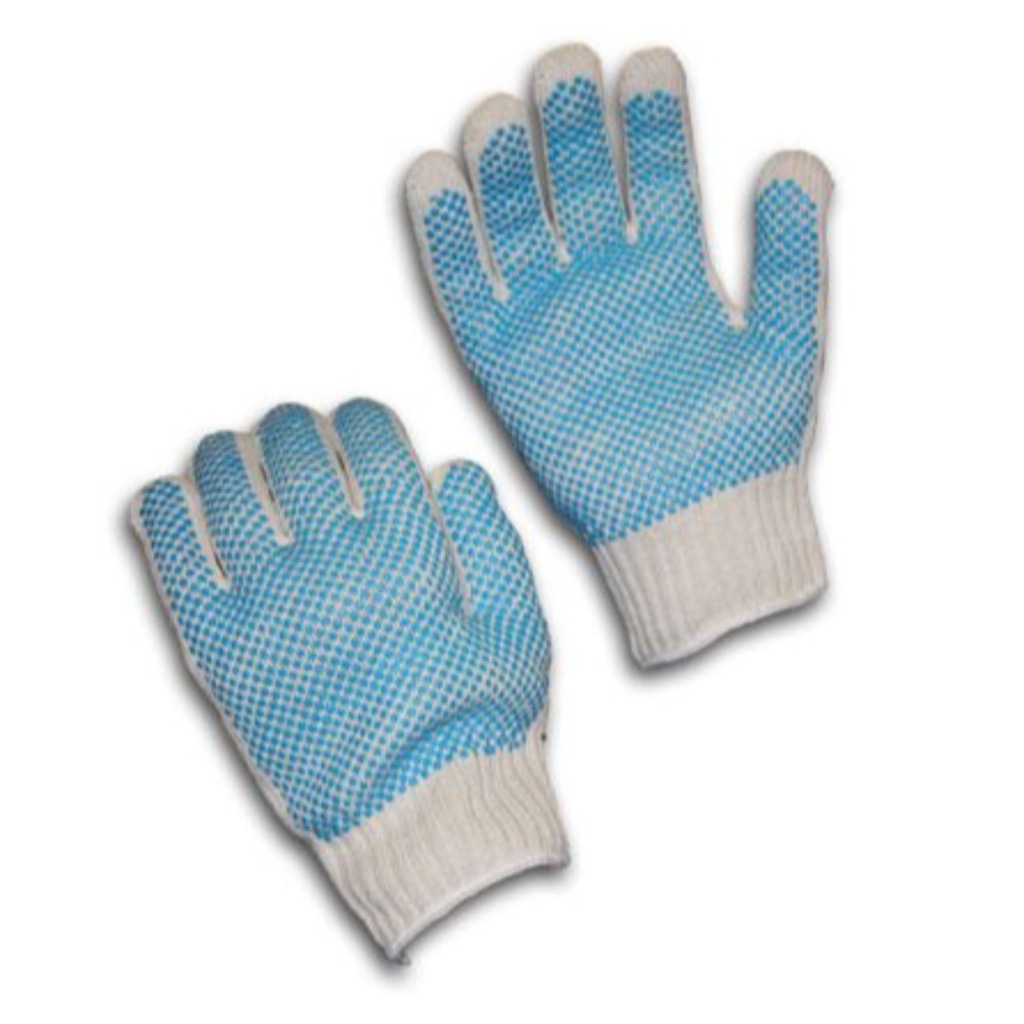 PIP 37-C512PDD-BL/L 7-Gauge Seamless Knit Cotton/Polyester Glove with Double-Sided PVC Dense Dot Grip, Natural, Large, Pair of 12, Main Image