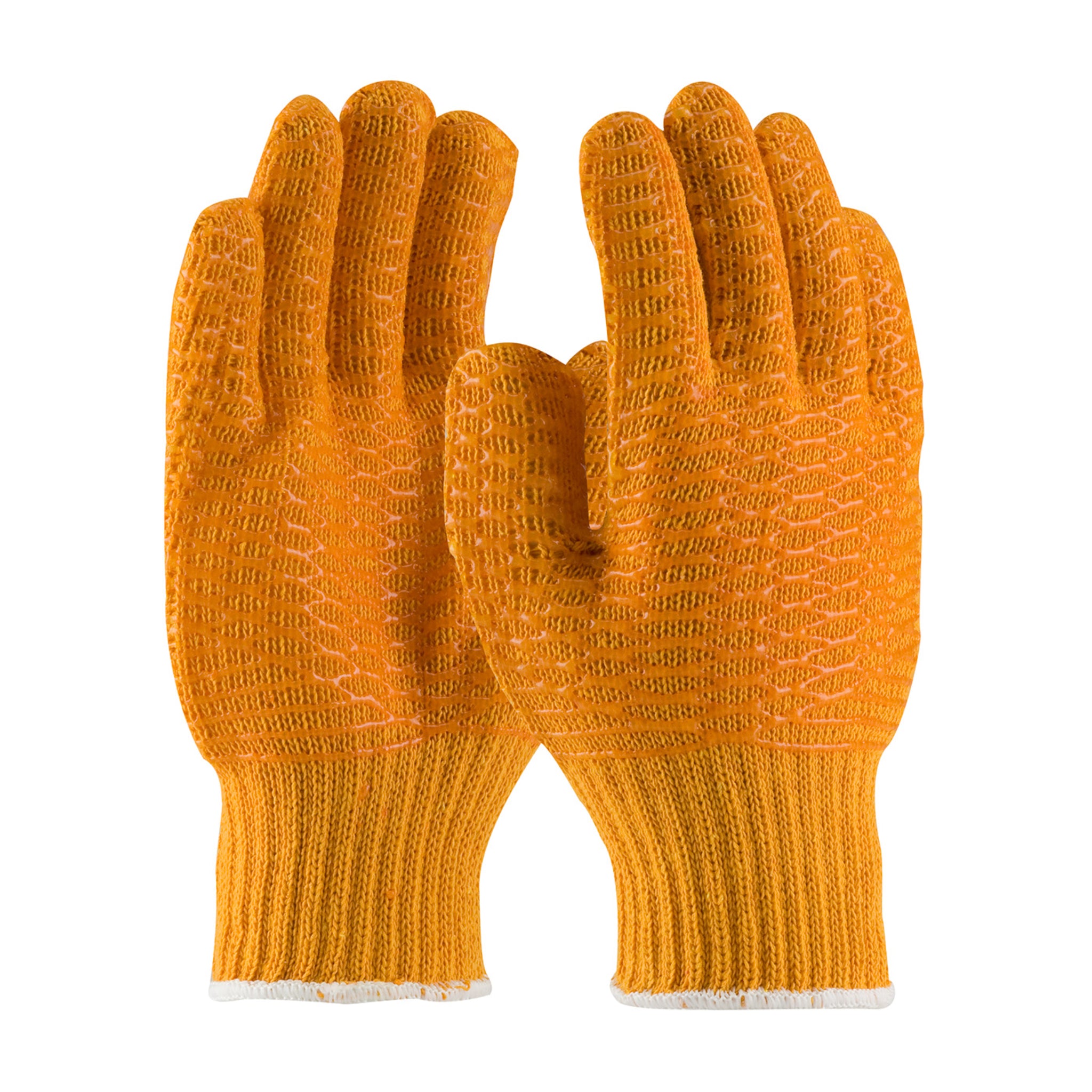 PIP 39-3013 Seamless Knit Gloves with Double-Sided PVC Honeycomb Grip, Knit Wrist, Orange, Pair of 12