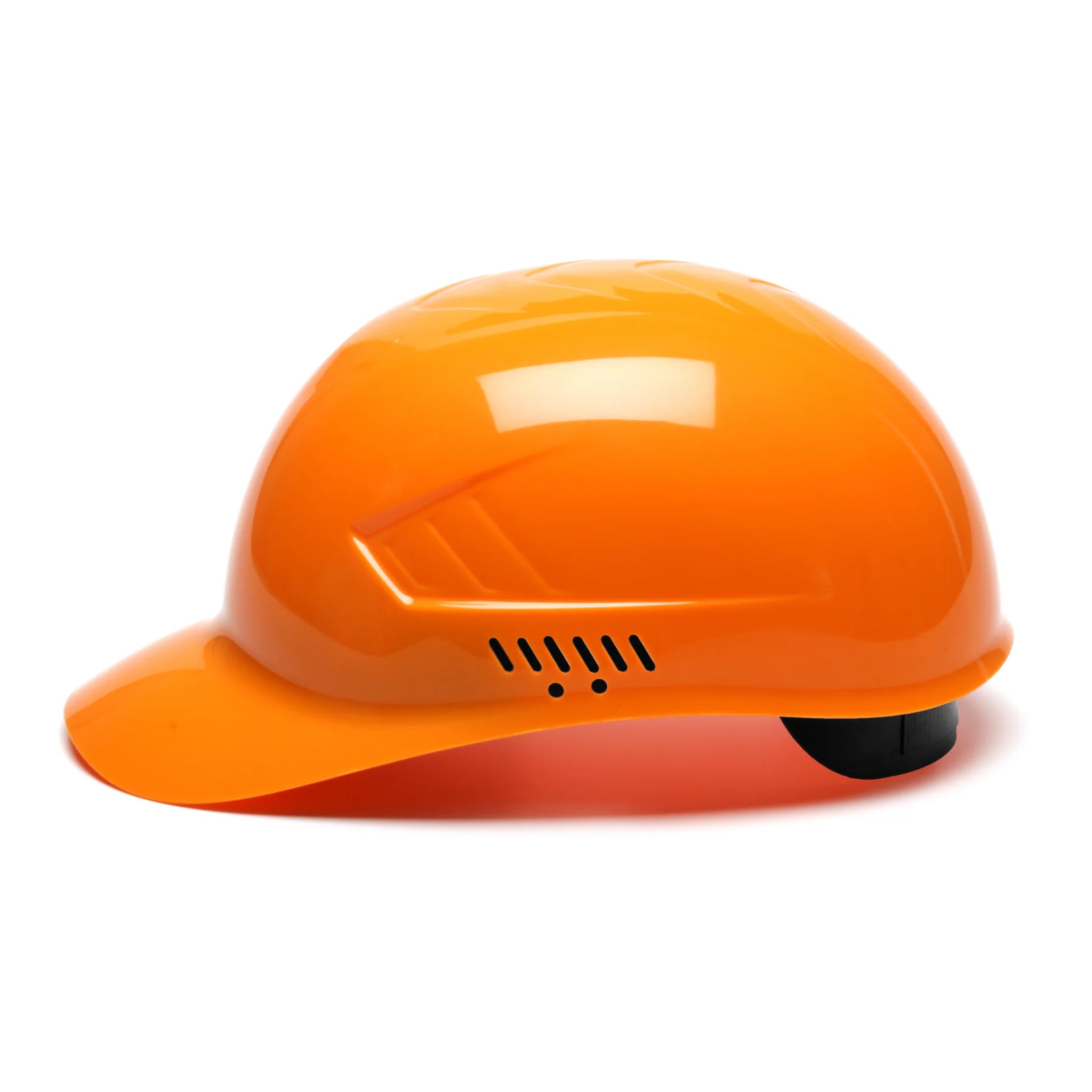 Pyramex Ridgeline HP400 Series Bump Cap, 4 Point Glide Lock Suspension, Orange, Left Side View