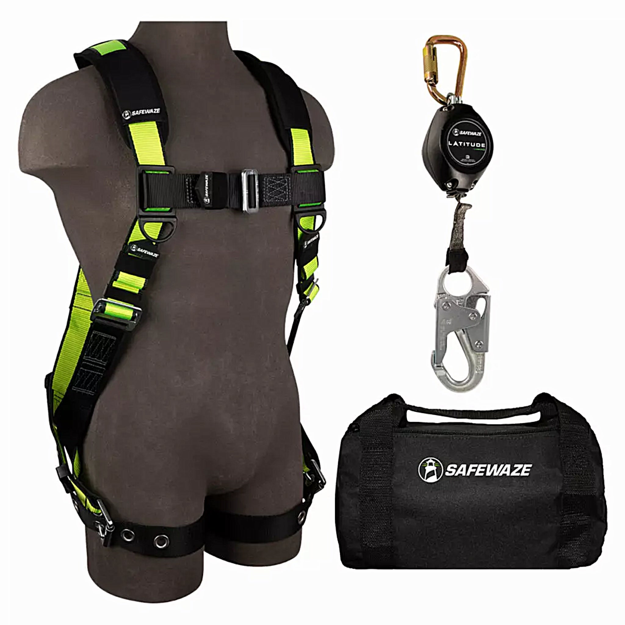 Safewaze FS146-2X PRO Bag Combo, FS185 Harness, FS-FSP1407-W SRL, FS8150 Bag, 1 Each