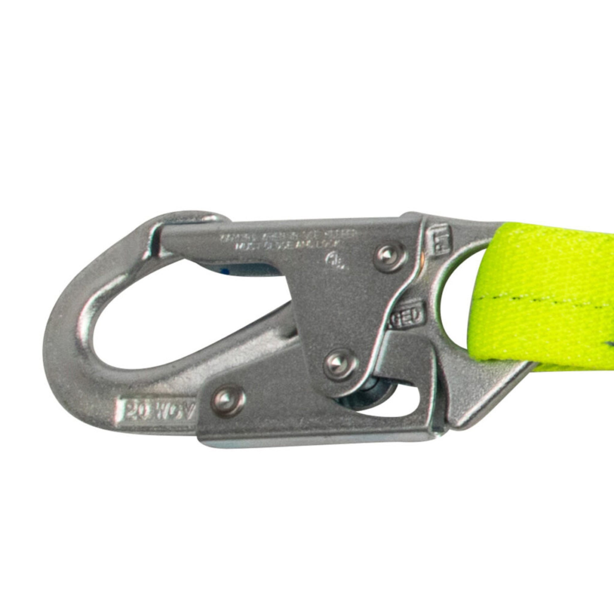 Safewaze FS590 PRO 6' Stretch Internal Energy Absorbing Lanyard, Snap Hook, 2_forged_steel_snap_hooks