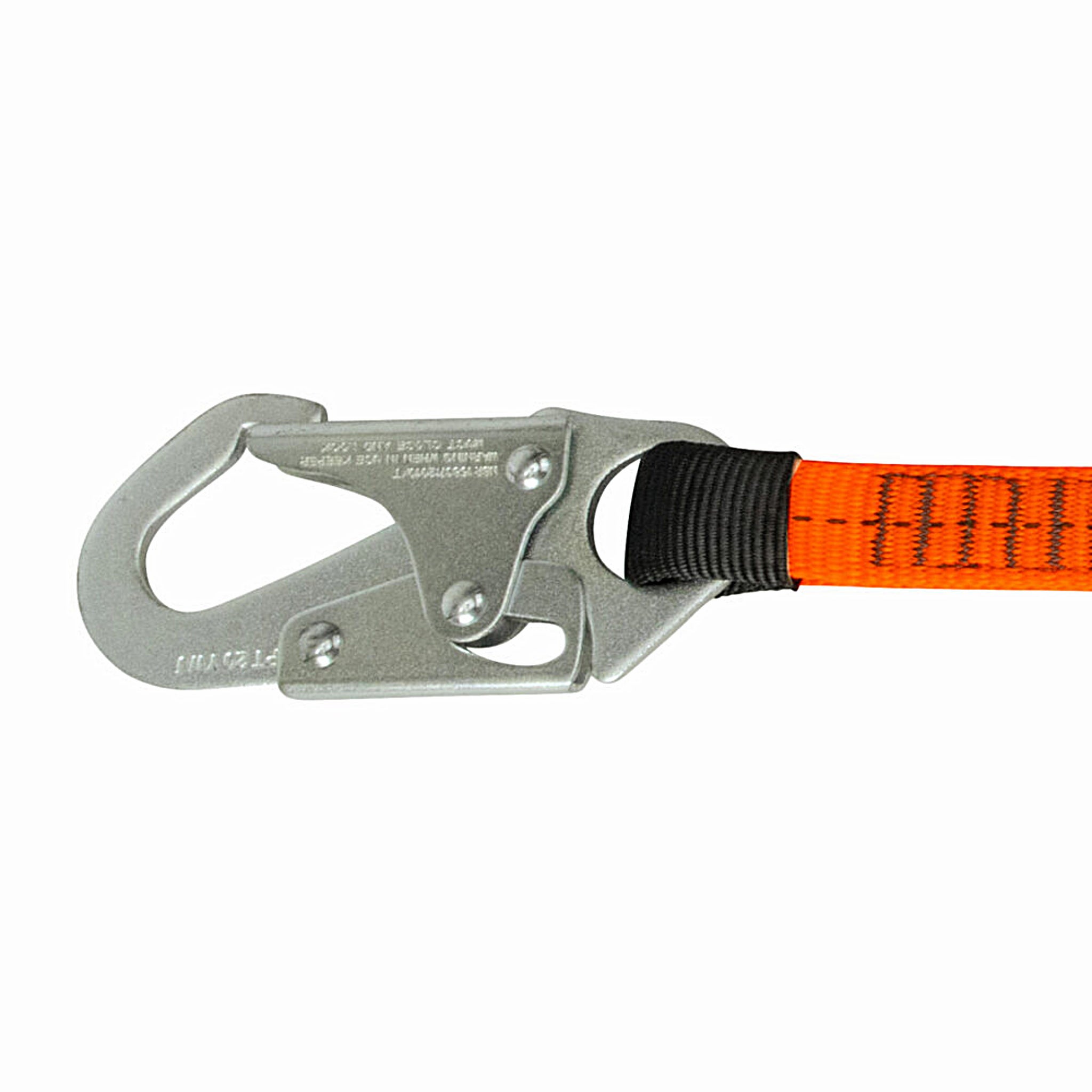 SafeWaze FS88560-E V-Line Energy Absorbing Lanyard, Snap Hook, Hi Vis, stamped steel snap hooks