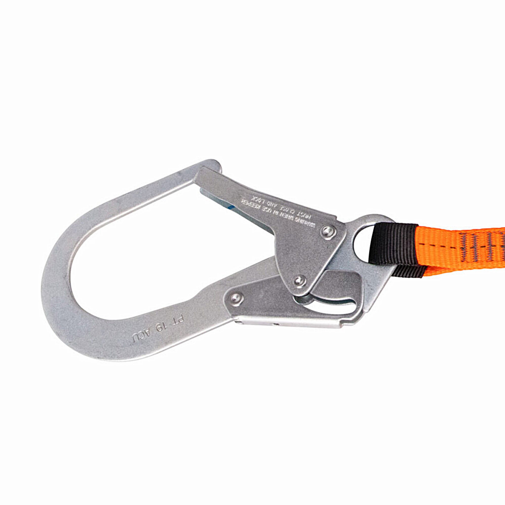 SafeWaze FS88566-E V-Line 6' Energy Absorbing Lanyard, Dual Leg, Rebar Hooks, Hi Vis