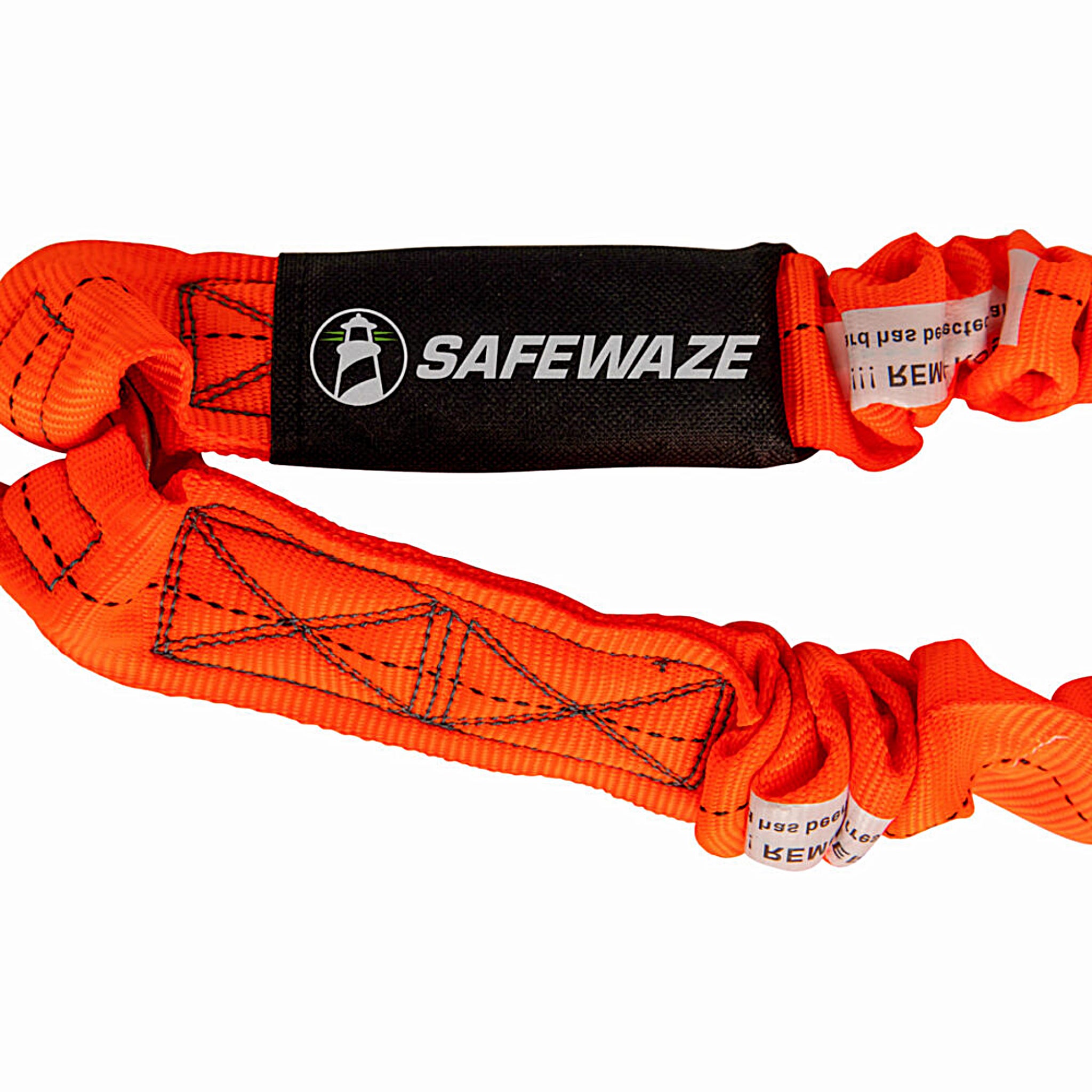 SafeWaze FS88596 V-Line 6' Stretch Internal Energy Absorbing Lanyard, Dual Leg, Rebar Hooks, Hi Vis