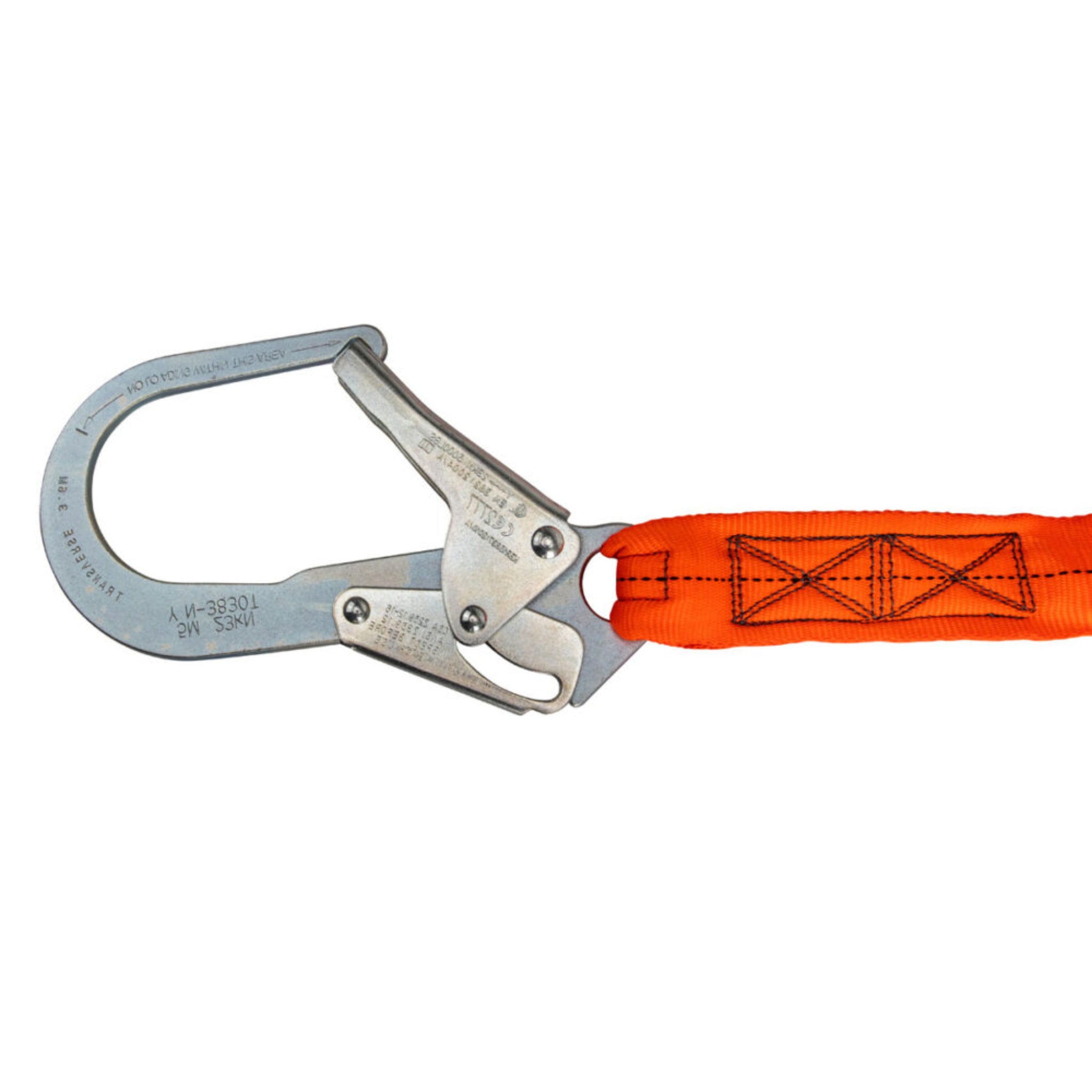 Safewaze FS88596 V-Line 6' Stretch Internal Energy Absorbing Lanyard, Dual Leg, Rebar Hooks, Steel Snap Hook