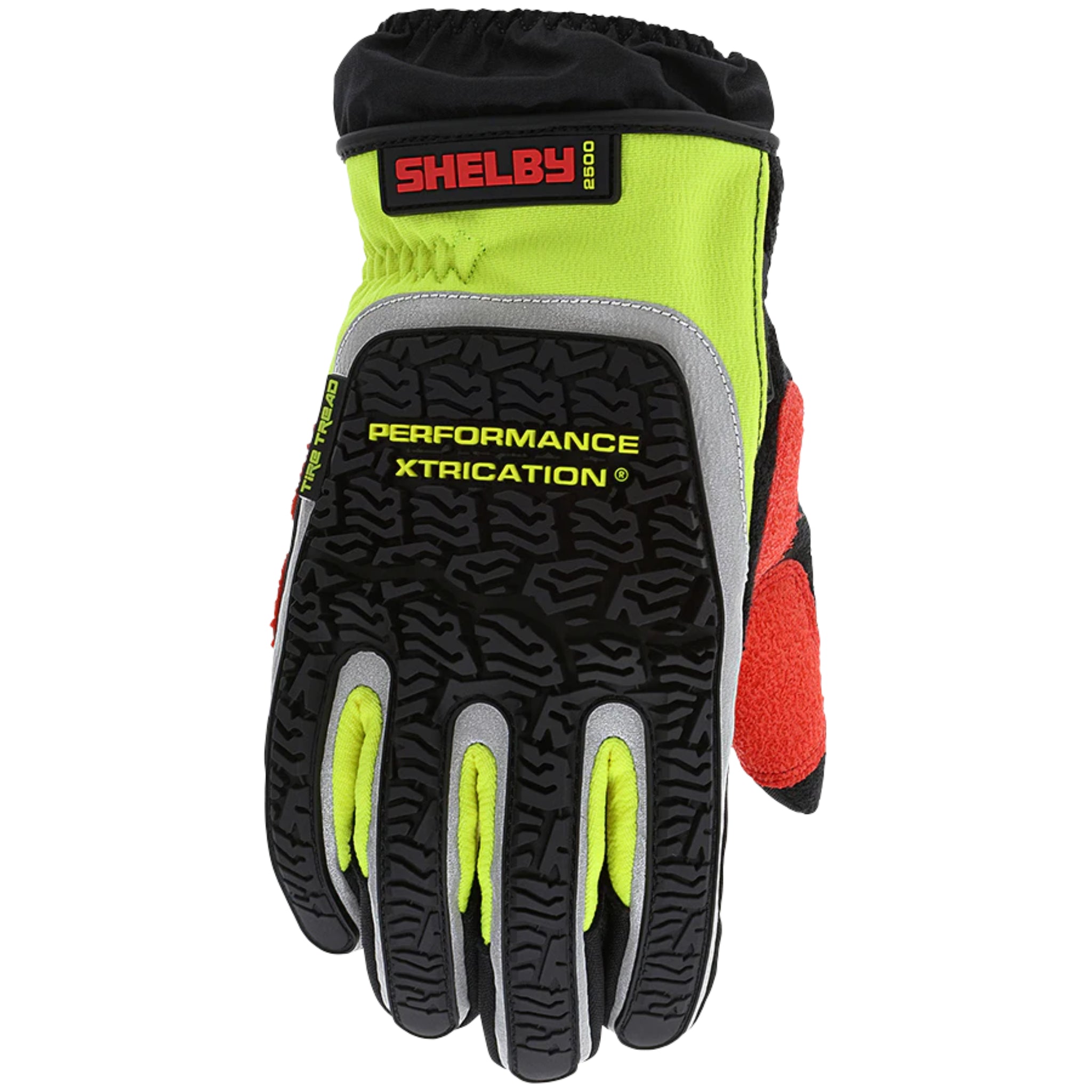 Shelby Xtrication 2500 Rescue Gloves, Chartreuse, 1 Pair, Back View