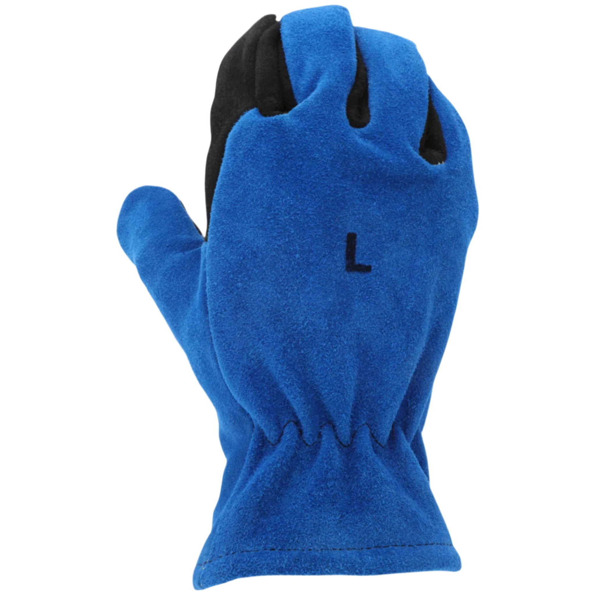 Shelby 5013 Cowhide w/o wristlet, Fed, Cal-Osha Glove, Blue/Black, 1 Pair, Back View