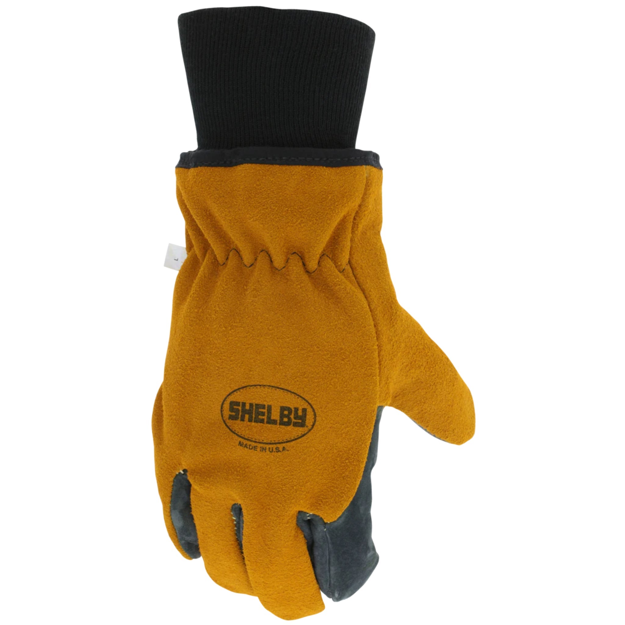 Shelby 5225 Pigskin w/wristlet, NFPA Glove, Gold/Black, 1 Pair, Back View