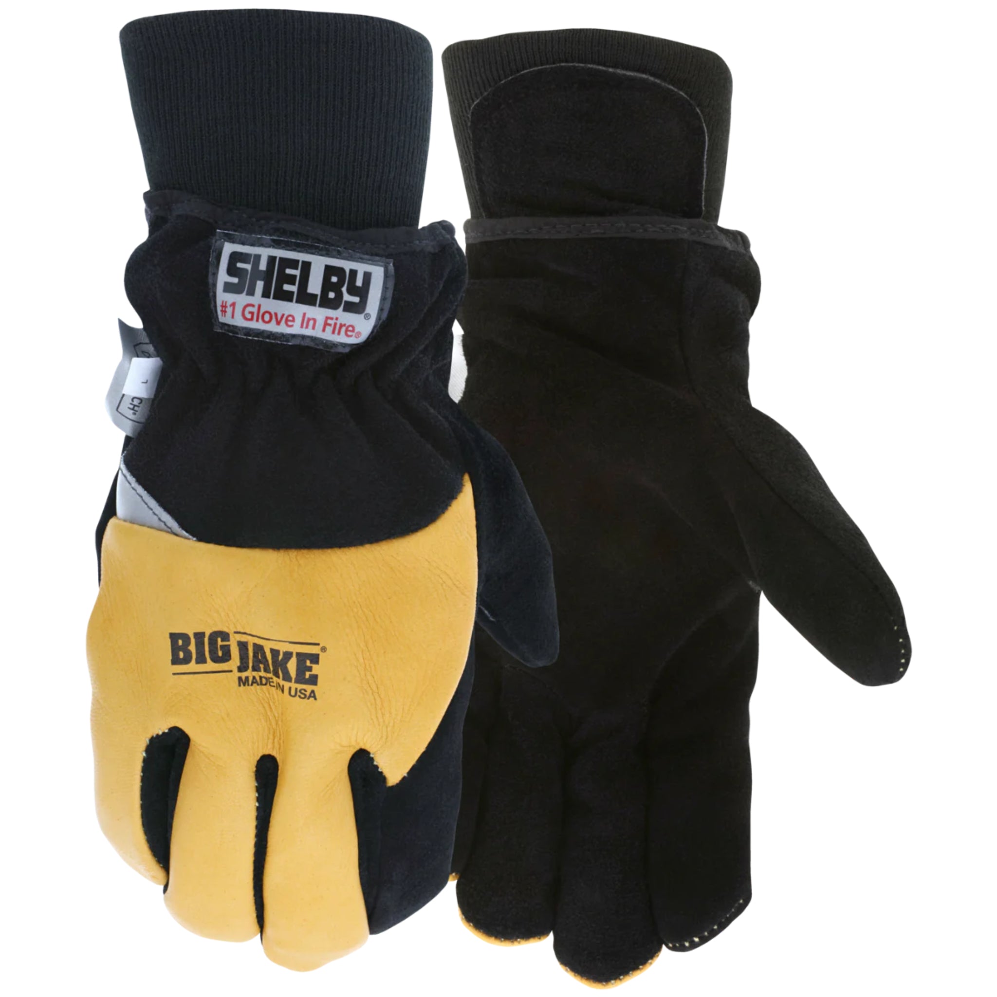 Shelby New Big Jake 5281 Cow,Elk, CTFT, NFPA Glove, Gold/Black, 1 Pair, Main Image