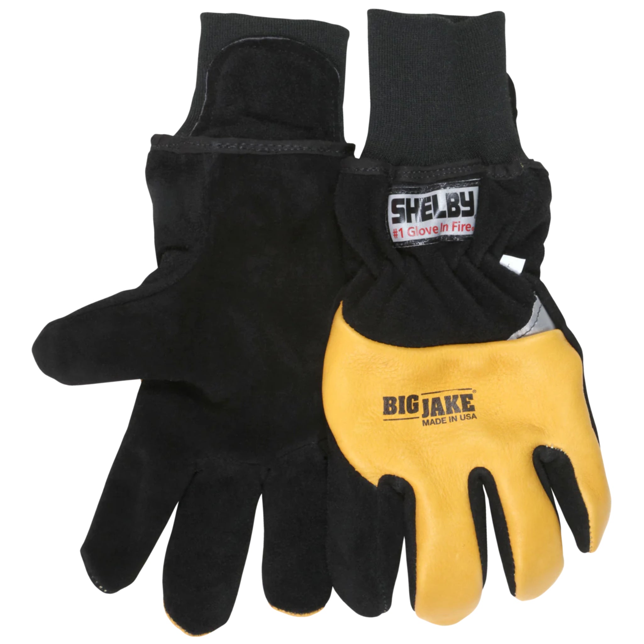 Shelby New Big Jake 5281 Cow,Elk, CTFT, NFPA Glove, Gold/Black, 1 Pair, Main Image 2