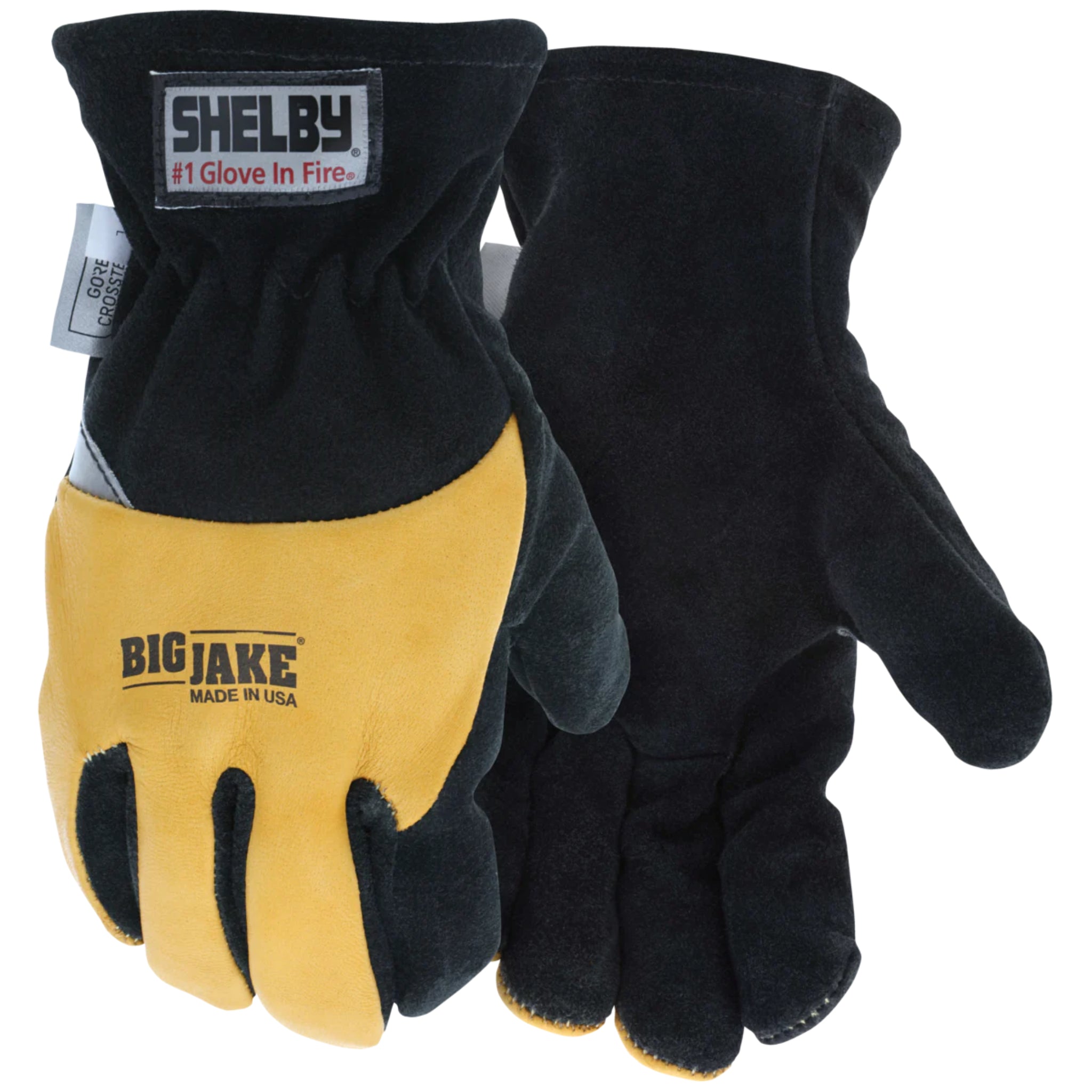 Shelby New Big Jake 5283 Cow, Elk, CTFT, NFPA Glove, Gold/Black, 1 Pair, Main Image