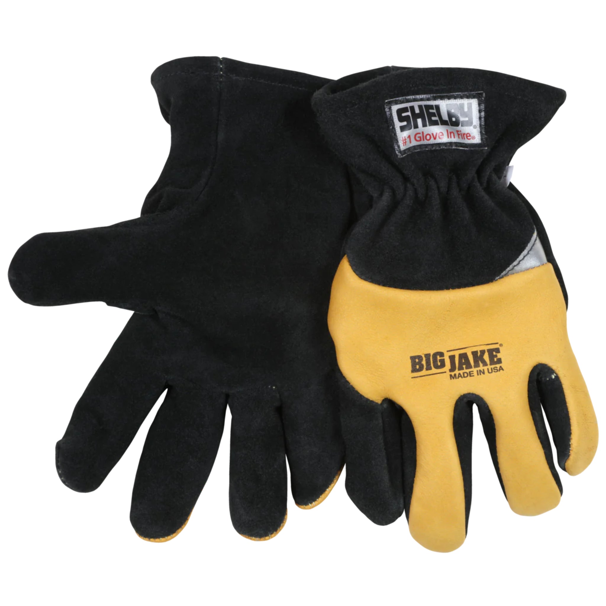 Shelby New Big Jake 5283 Cow, Elk, CTFT, NFPA Glove, Gold/Black, 1 Pair, Main Image 2