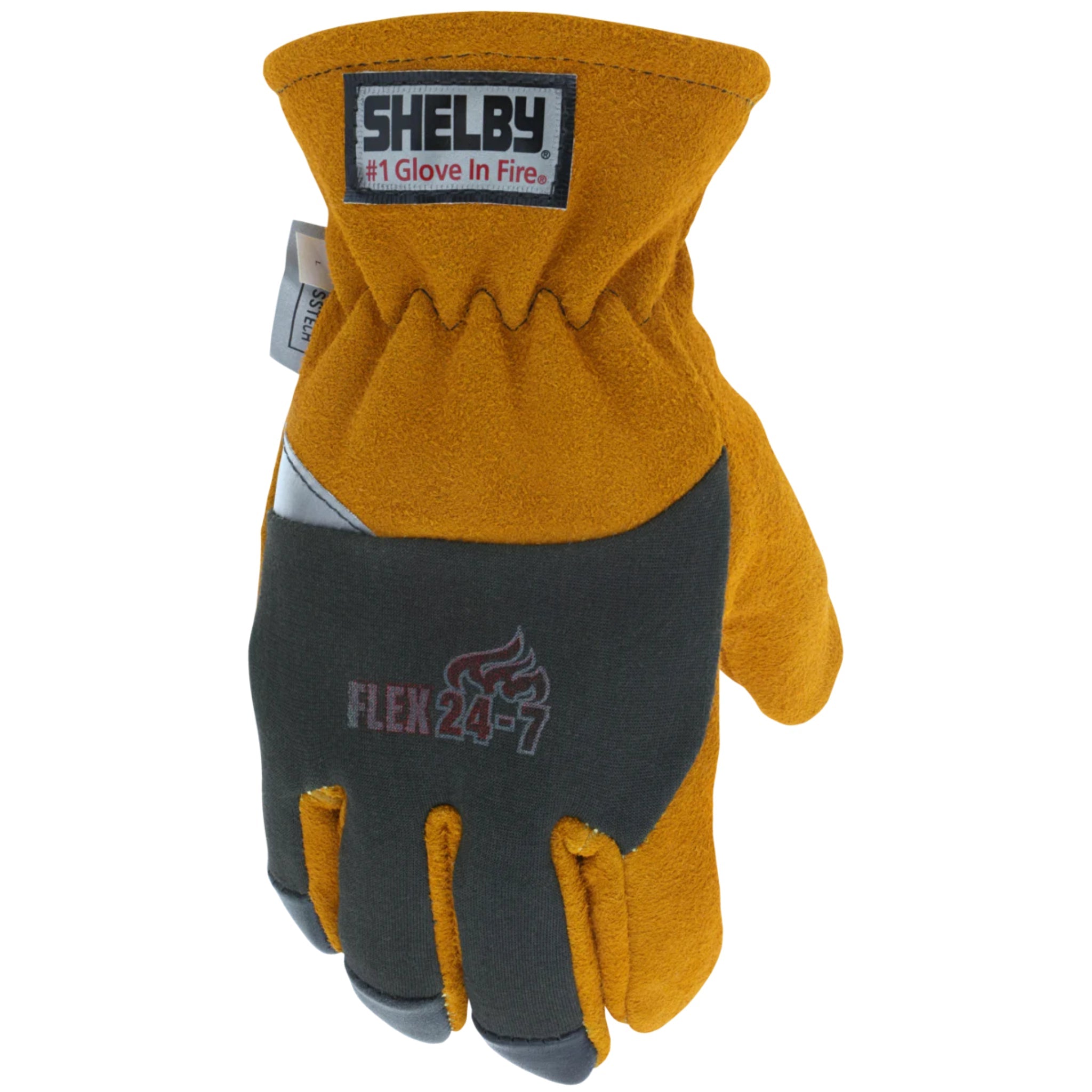 Shelby 5285 CrossTech Grip Glove without Wristlet NFPA, Gold, 1 Pair, Back View