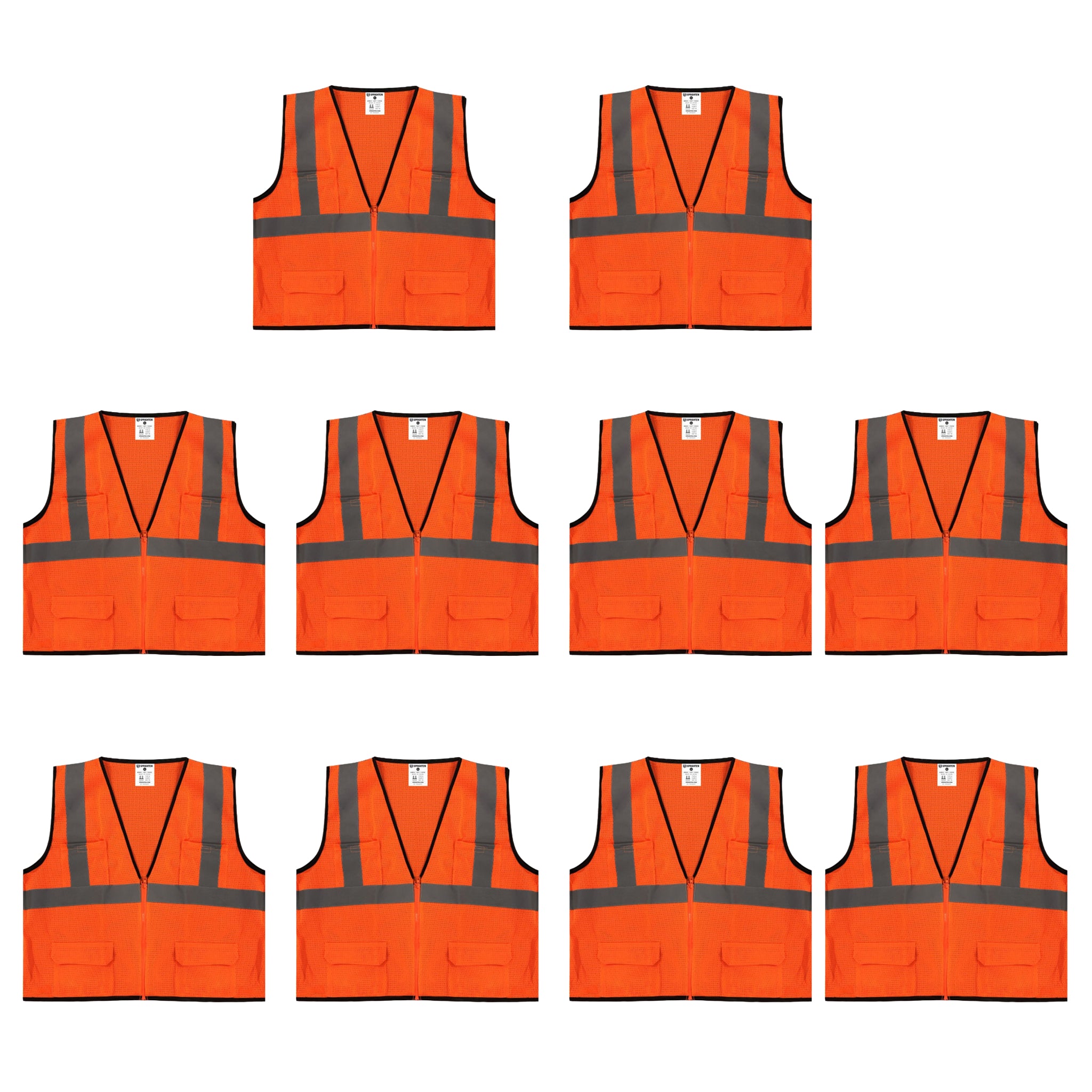 Safety Main 05EAMO Economy Vest, Class 2, All Mesh, Hi-Vis Orange, 10 Pack, Main Image