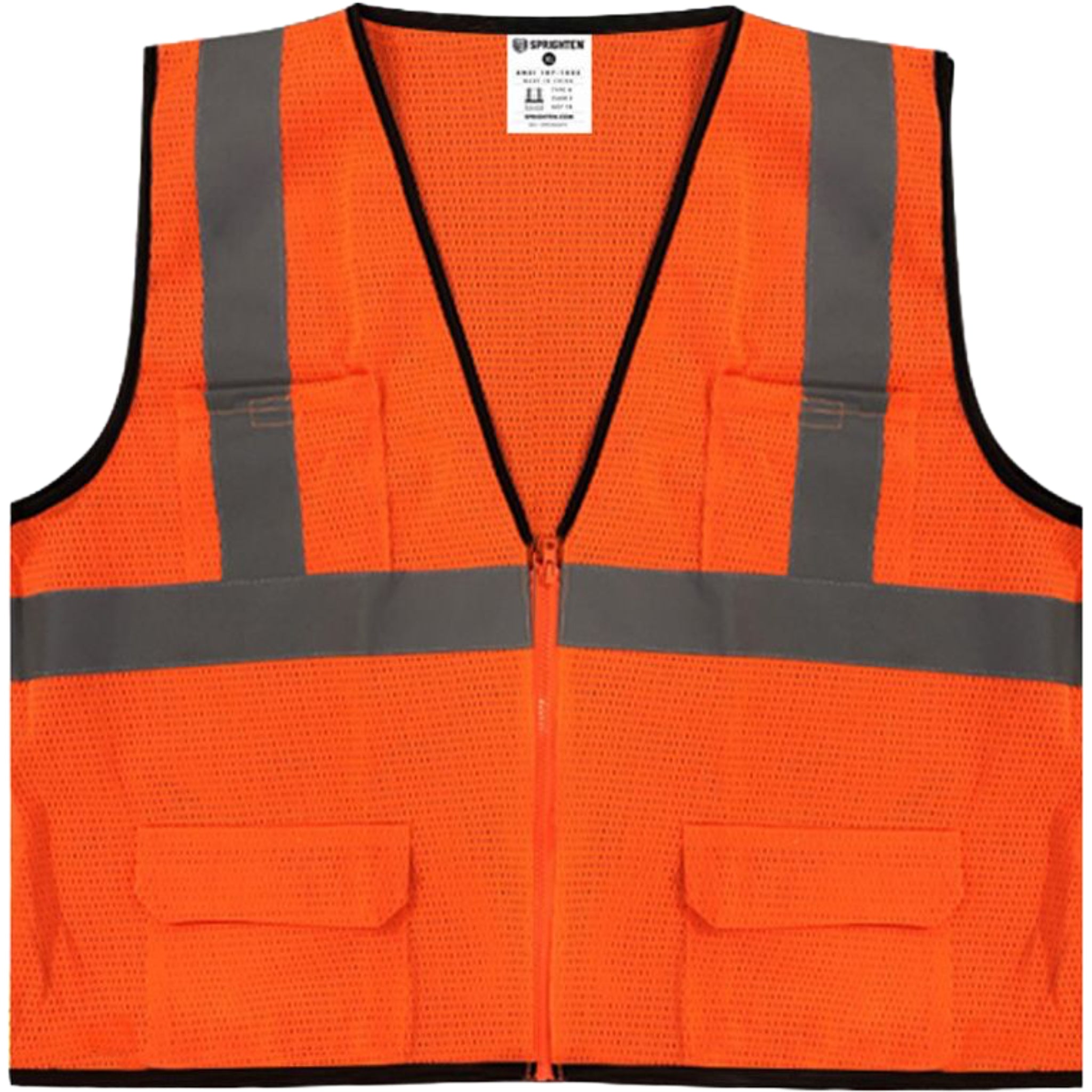 Safety Main 05EAMO Economy Vest, Class 2, All Mesh, Hi-Vis Orange, Front View