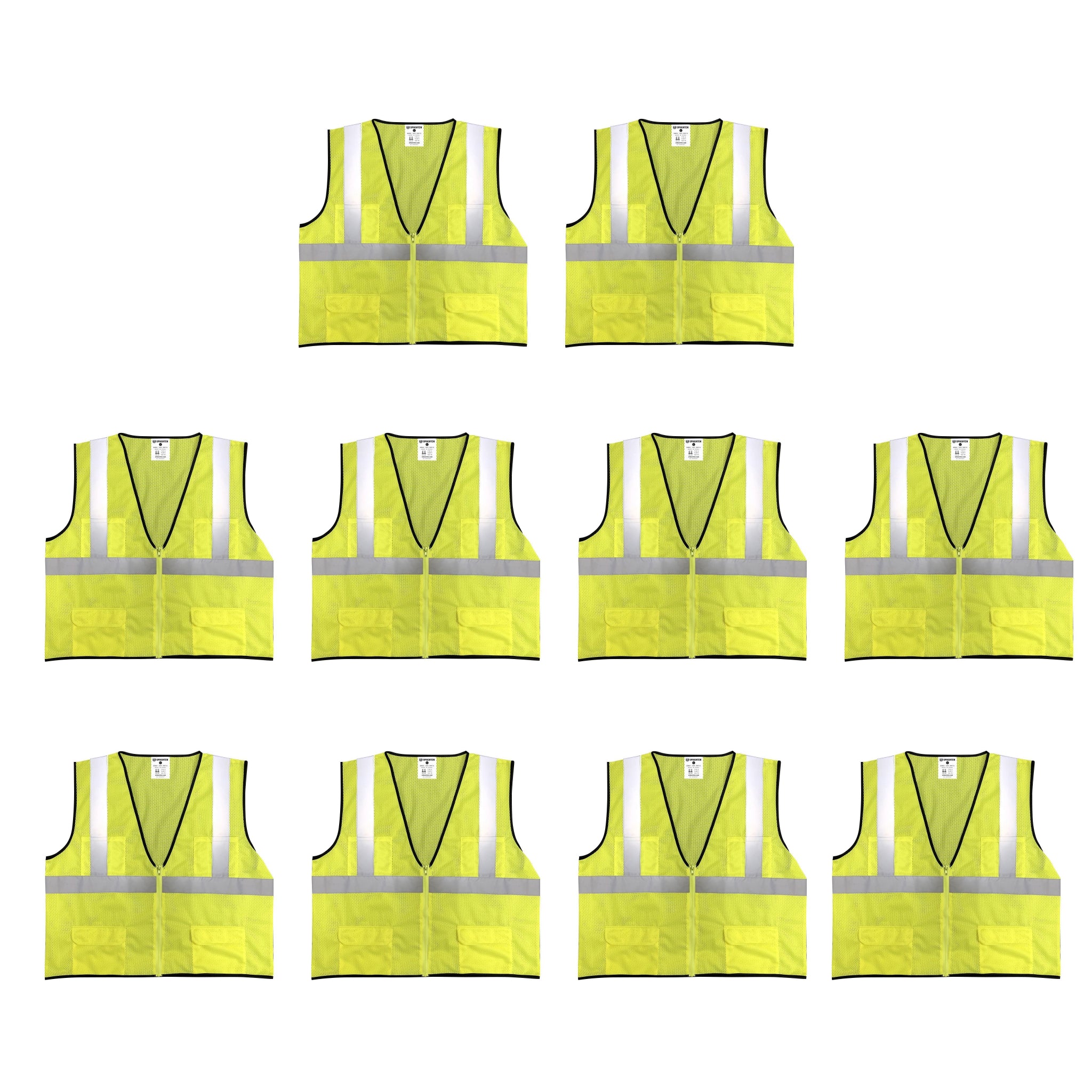 Safety Main 05EAMYZ Economy Vest, Class 2, All Mesh, Hi-Vis Yellow, Pack of 10, Main Image