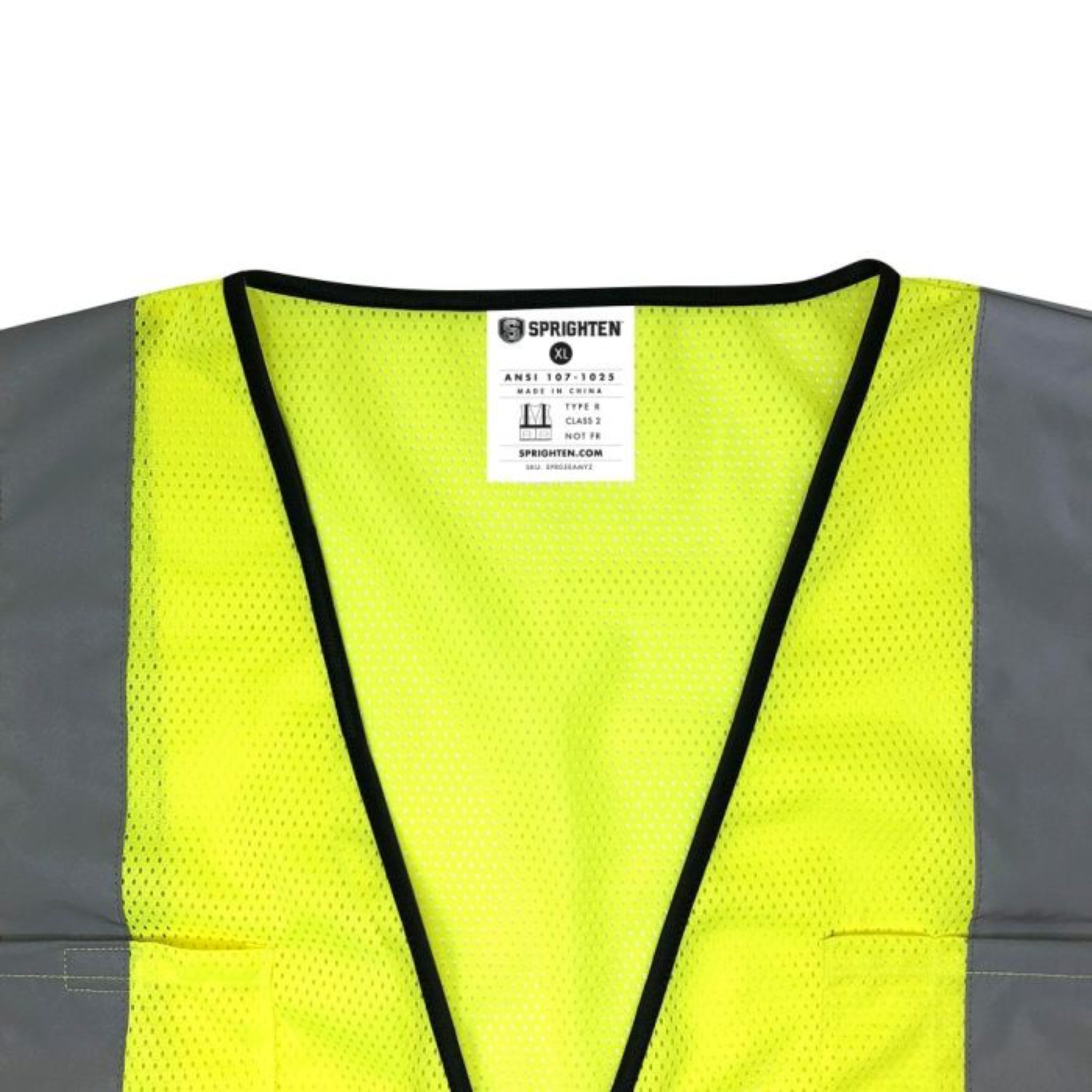 Safety Main 05EAMYZ Economy Vest, Class 2, All Mesh, Hi-Vis Yellow, Top View Detail