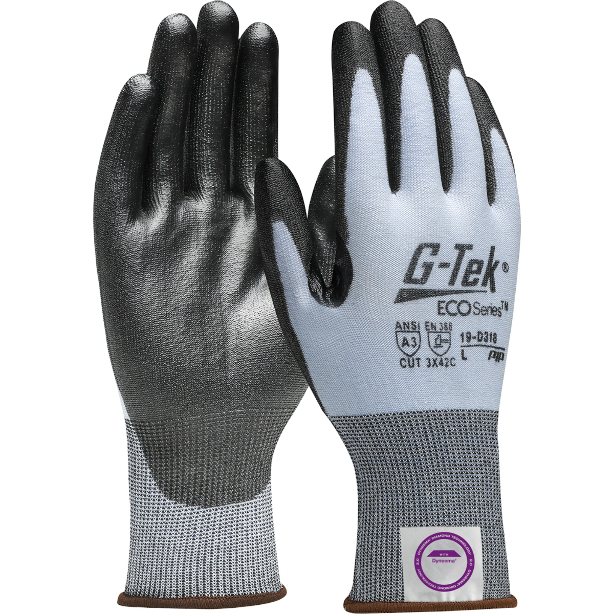 PIP G-Tek 3GX 19-D318 Dyneema Diamond 2.0 Blended Glove with Polyurethane Coating, Blue, Pair of 12